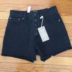 high-rise denim boyshorts in faded black